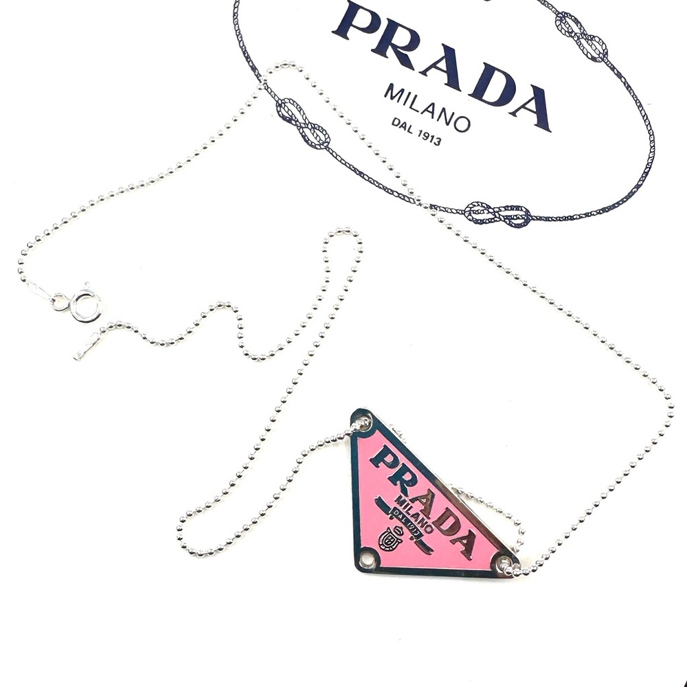 Prada Pink Triangle Necklace - Picture 12 of 13